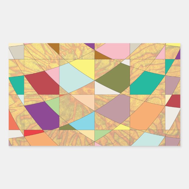 Abstract Colors Sun Burst Rectangular Sticker (Front)