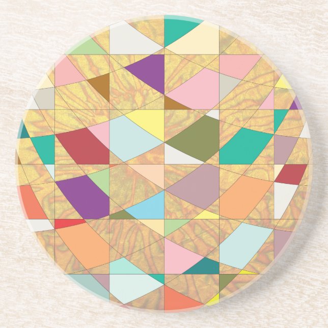 Abstract Colors Sun Burst Sandstone Coaster (Front)