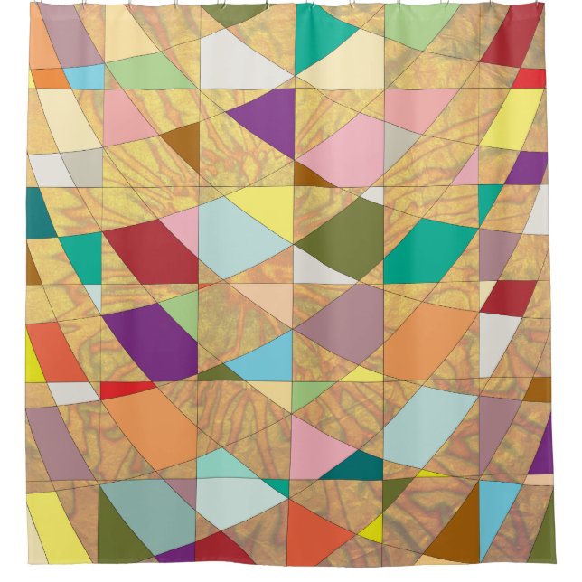 Abstract Colors Sun Burst Shower Curtain (Front)