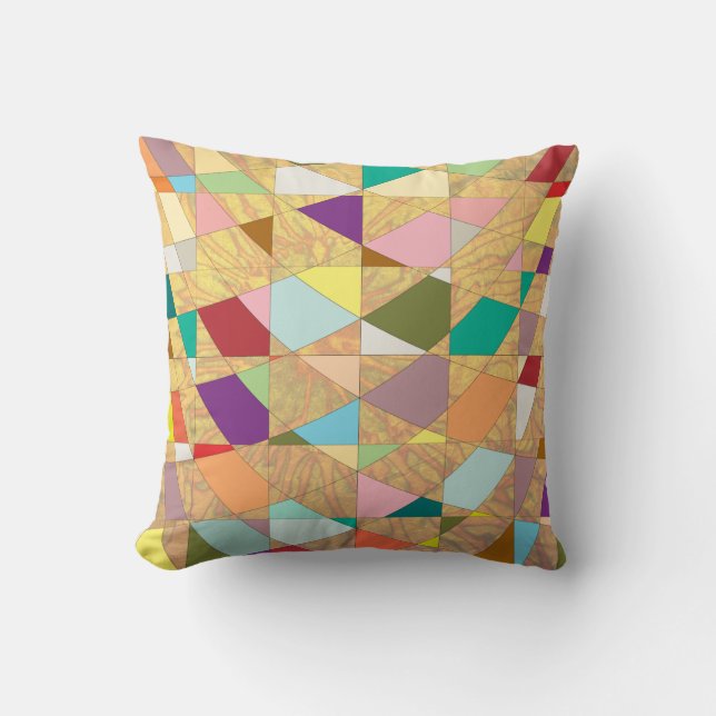 Abstract Colors Sun Burst Throw Pillow (Front)