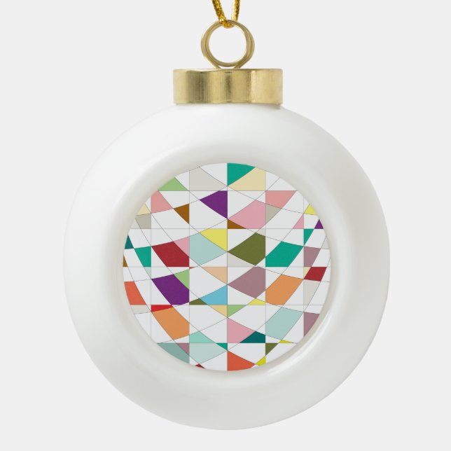 Abstract Colors Tapestry Ceramic Ball Christmas Ornament (Front)