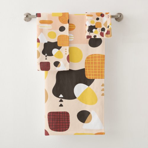  Abstract Colour Blocked Pattern Bath Towel Set