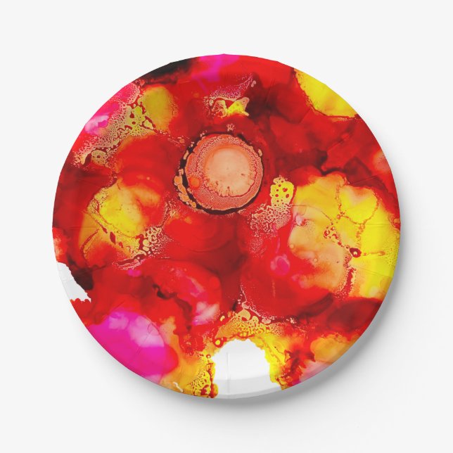 Abstract colour red and pink paper plates (Front)