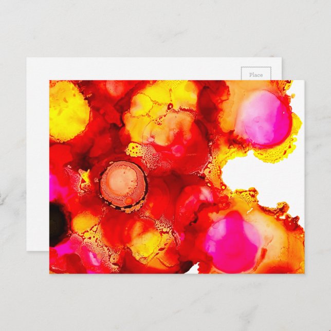Abstract colour red and pink postcard (Front/Back)
