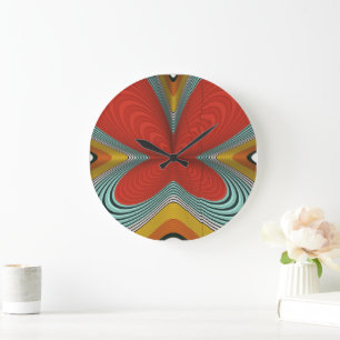 Abstract Colourful Butterfly Pattern Design Large Clock