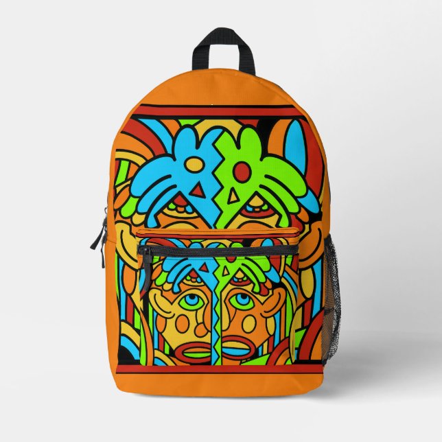 Abstract colourful Design Printed Backpack (Front)