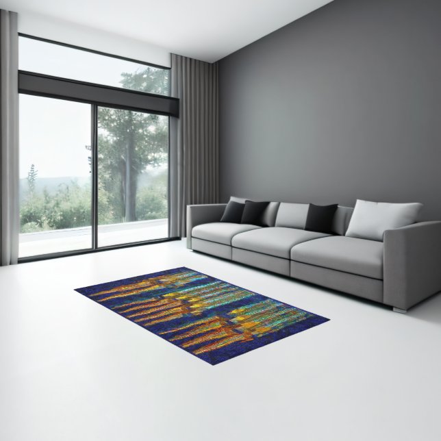 Abstract colourful organ pipes rug (Insitu (Indoor 3))