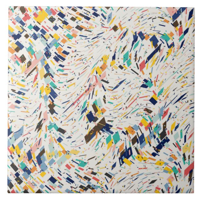 Abstract Colourful Quantum Chaos Pattern  Ceramic Tile (Front)