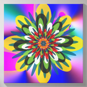Abstract colourful Retro Geometric Mandala Art Canvas Photo Tile