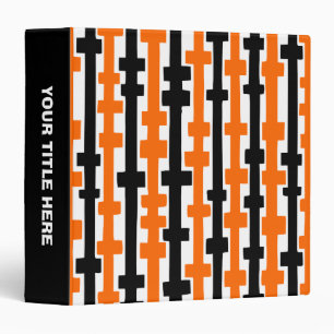 Abstract Columns (1.5in) Orange and Black 3 Ring Binder