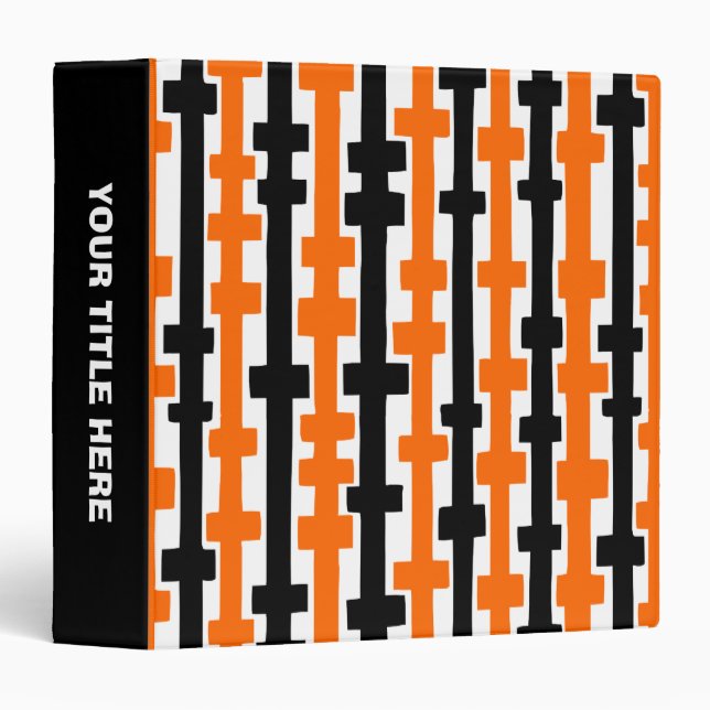 Abstract Columns (1.5in) Orange and Black 3 Ring Binder (Front/Spine)