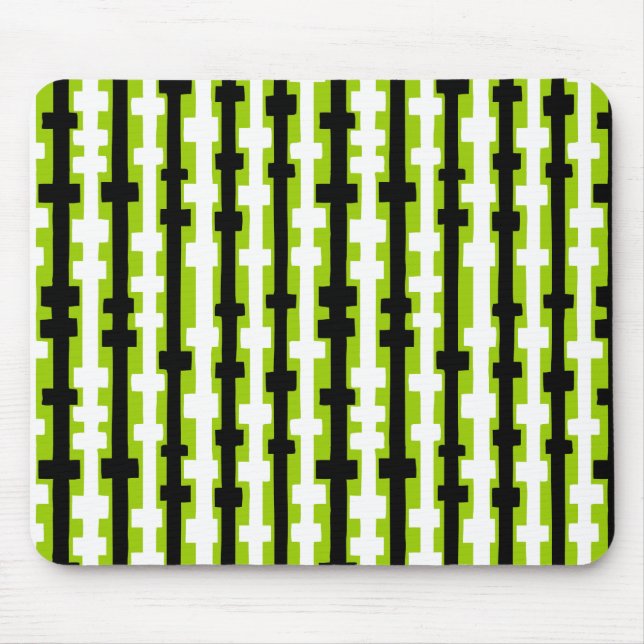 Abstract Columns - Black and White on Martian Gree Mouse Pad (Front)