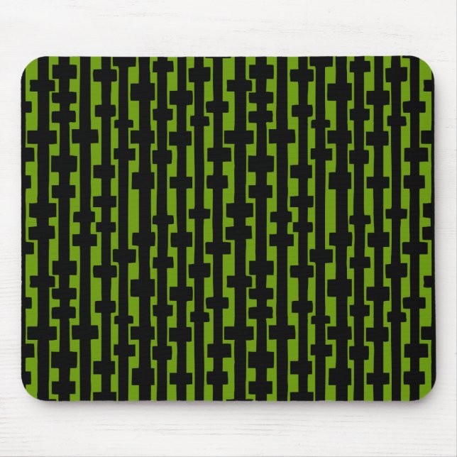 Abstract Columns - Black on Avocado Mouse Pad (Front)