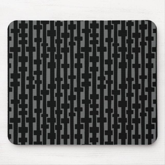 Abstract Columns - Black on Gray Mouse Pad (Front)