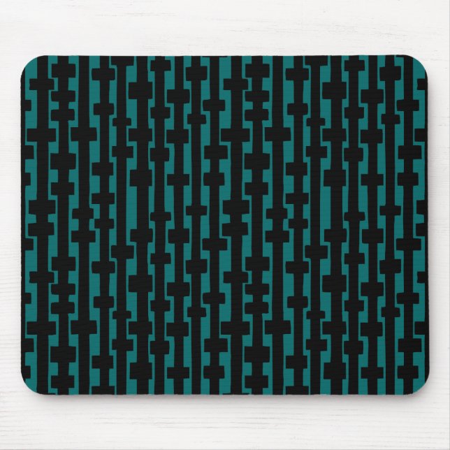 Abstract Columns - Black on Moss Green Mouse Pad (Front)