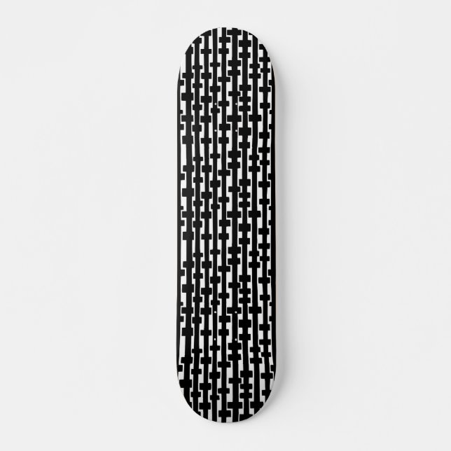 Abstract Columns - Black on Wood Skateboard (Front)