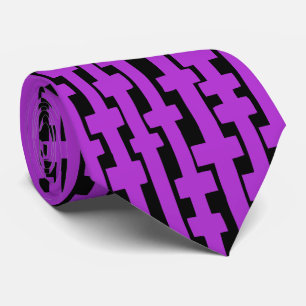 Abstract Columns - Majestic Purple on Black Neck Tie