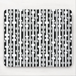 Abstract Columns - White and Gray on Black Mouse Pad