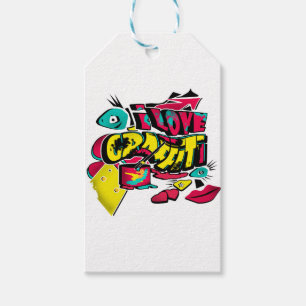 Abstract comics graffiti style text grunge urban c gift tags