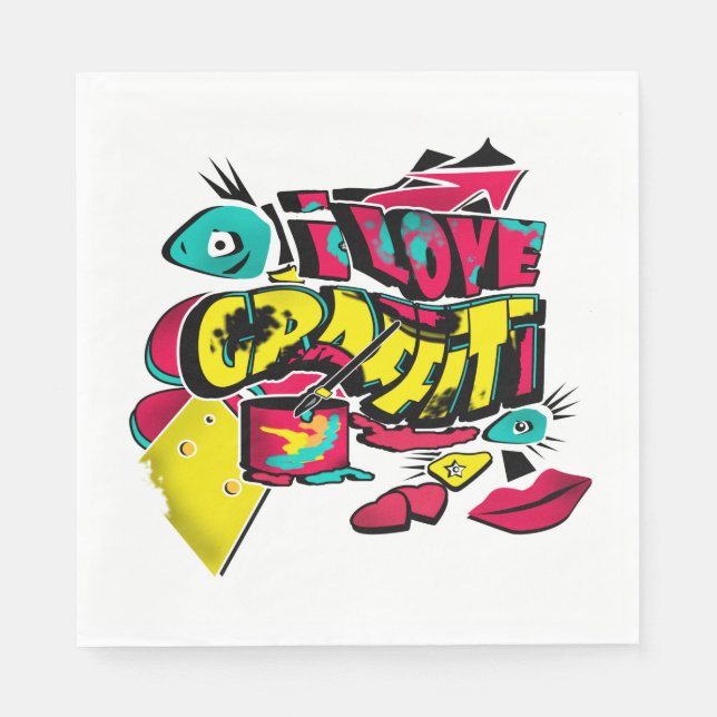 Abstract comics graffiti style text grunge urban c napkins (Front)