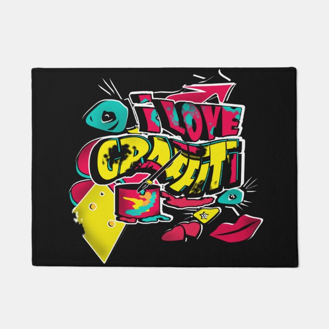 Abstract comics graffiti text grunge urban lips he doormat (Front)