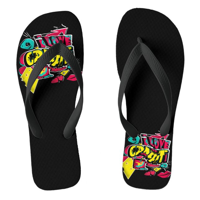 Abstract comics graffiti text grunge urban lips he flip flops (Footbed)