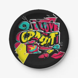 Abstract comics graffiti text grunge urban lips he paper plates