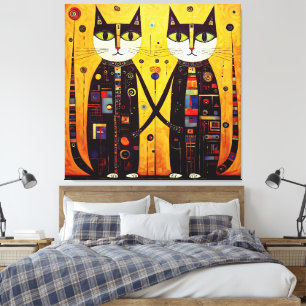 Abstract Companions: A Tale of Two Cats Canvas Print