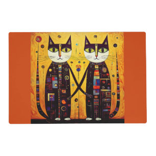 Abstract Companions: A Tale of Two Cats Placemat