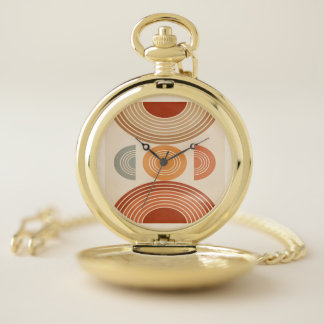 Abstract Composition Gold Pocket Watch