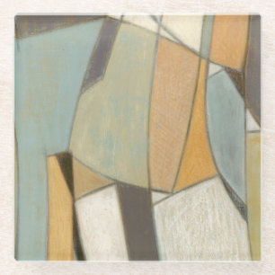 Abstract Composition with Muted Colors Glass Coaster