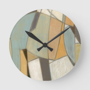 Abstract Composition with Muted Colors Round Clock
