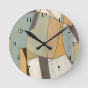 Abstract Composition with Muted Colors Round Clock