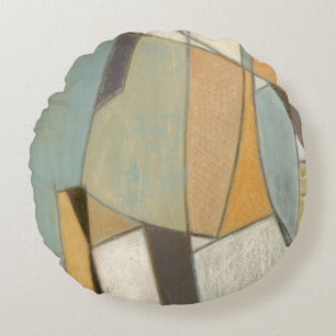Abstract Composition with Muted Colors Round Pillow