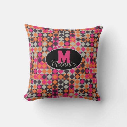 Abstract computational children's retro checker throw pillow