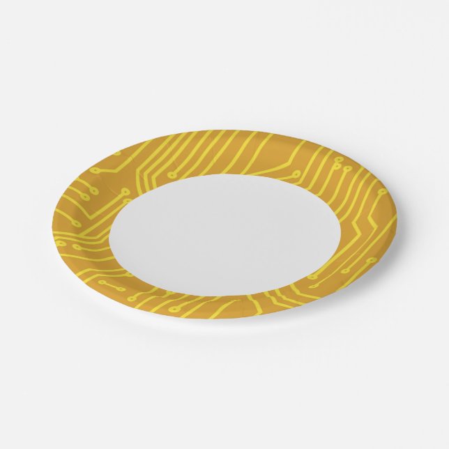 Abstract computer equipment paper plates (Angled)