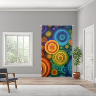 Abstract concentric circles in vibrant multicolor blackout curtains