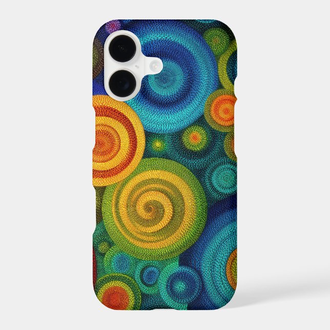 Abstract concentric circles in vibrant multicolor  iPhone case (Back)