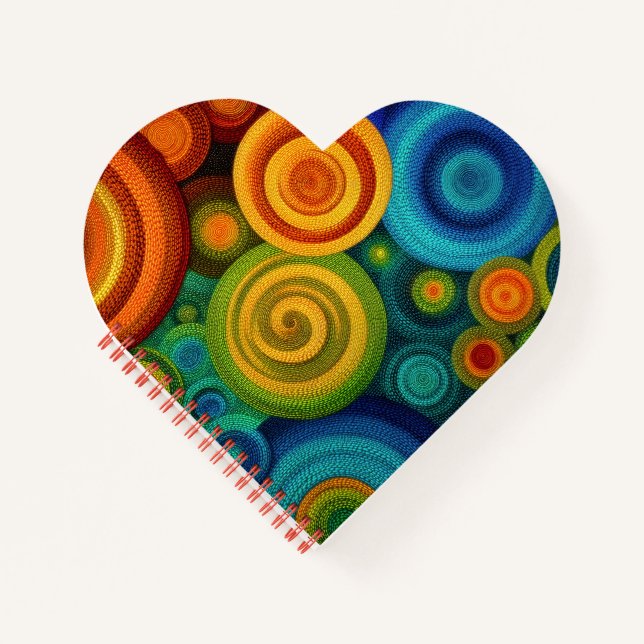 Abstract concentric circles in vibrant multicolor  notebook (Front)