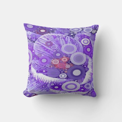 Abstract Concentric Circles Mosaic Purple Orchid Throw Pillow