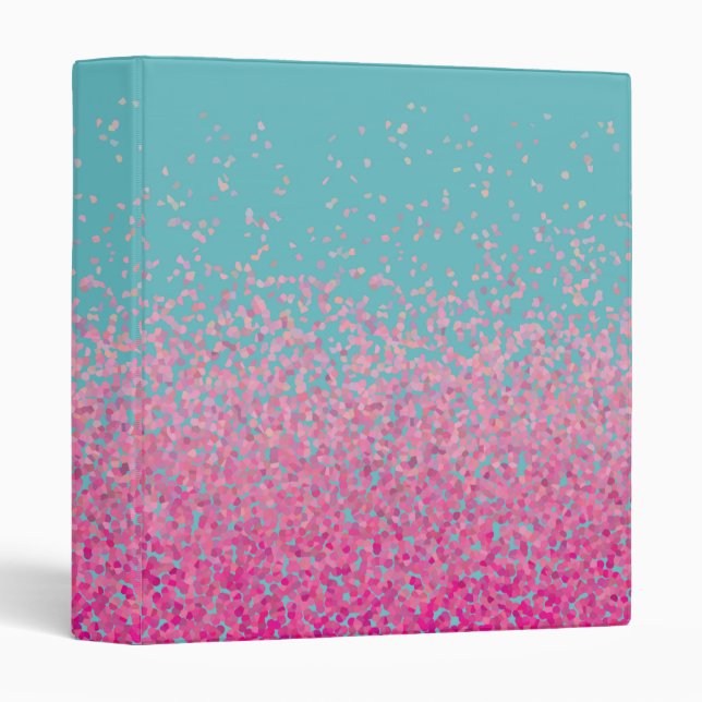 Abstract Confetti Girly Pink and Blue Binder (Front/Spine)