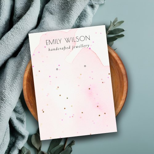 Abstract Confetti Wash Blush Stud Earring Display Business Card