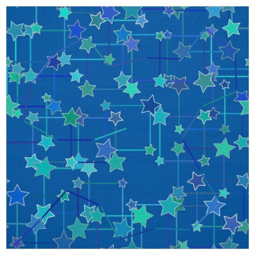 Abstract Constellation of Stars, Cobalt Blue Fabric