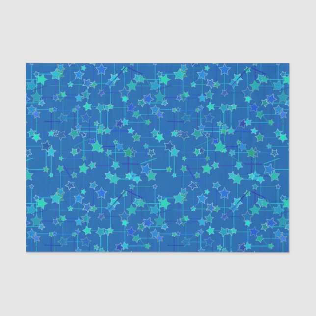Abstract Constellation of Stars, Cobalt Blue Tissue Paper (Front)