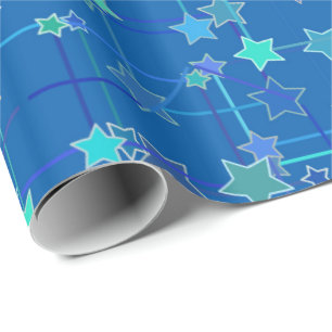 Abstract Constellation of Stars, Cobalt Blue Wrapping Paper