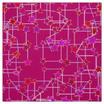 Abstract Constellation of Stars, Deep Fuchsia Pink Fabric