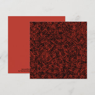 Abstract Contemporary Black Crosshatch On Red Rust Card