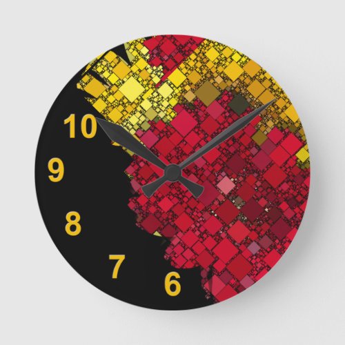 Abstract Contemporary Geometric Bold Gold Numbers Round Clock