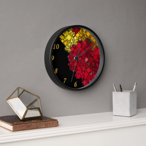 Abstract Contemporary Geometric Five Gold Numbers Wall Clock