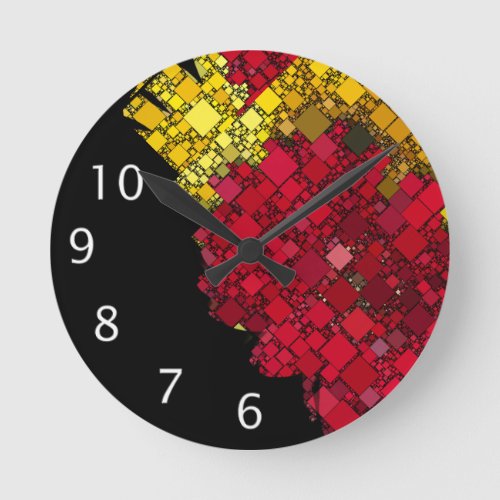 Abstract Contemporary Geometric Five White Numbers Round Clock